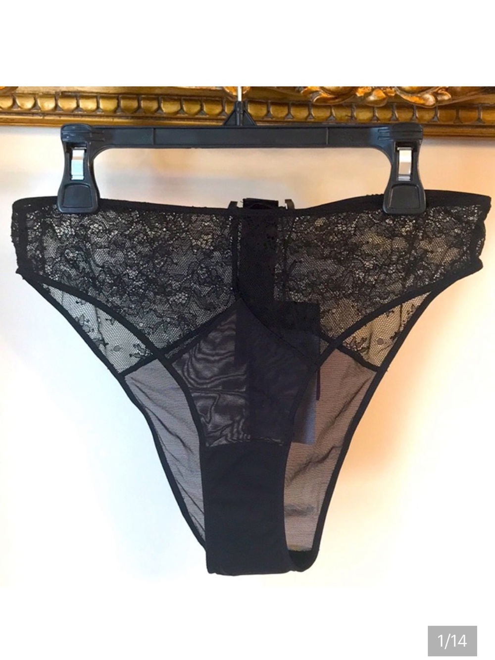 Zara high waist lace mesh black panties Sz.M